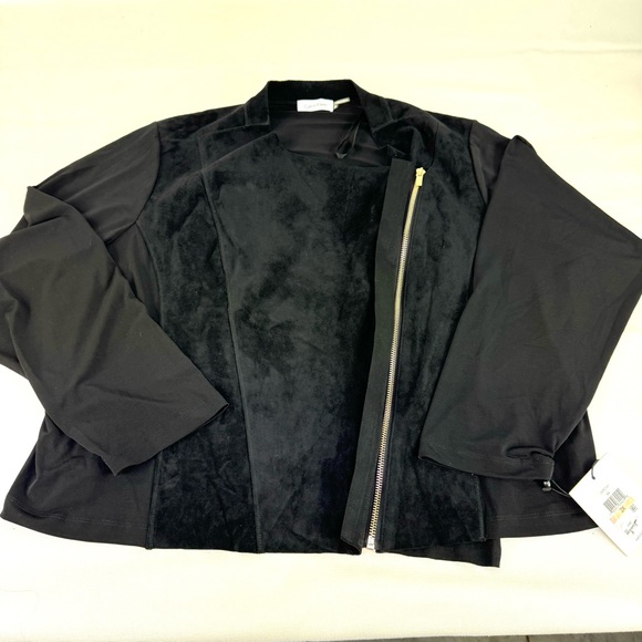 NEW Calvin Klein Vegan Suede Front asymmetrical zip jacket with stretchy back 2X - Picture 4 of 11